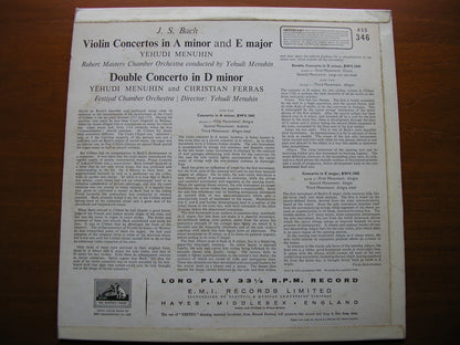 BACH: DOUBLE CONCERTO BWV 1043 / CONCERTOS in A BWV 1041 & in E BWV 1042   MENUHIN / FERRAS  FESTIVAL CHAMBER ORCHESTRA / MENUHIN  ASD 346*