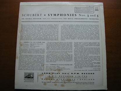 SCHUBERT: SYMPHONIES Nos. 3 & 5    BEECHAM / ROYAL PHILHARMONIC   ASD 345*