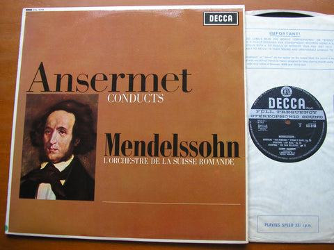 MENDELSSOHN: SYMPHONY No. 4 'Italian' / OVERTURES Ruy Blas / The Fair Melusine / The Hebrides       ANSERMET / SUISSE ROMANDE     SXL 6166