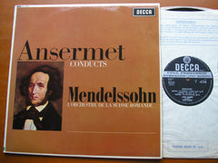 MENDELSSOHN: SYMPHONY No. 4 'Italian' / OVERTURES Ruy Blas / The Fair Melusine / The Hebrides       ANSERMET / SUISSE ROMANDE     SXL 6166