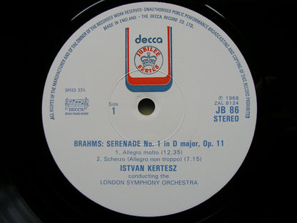 BRAHMS: SERENADE No. 1 in D    KERTESZ / LONDON SYMPHONY   JB 86