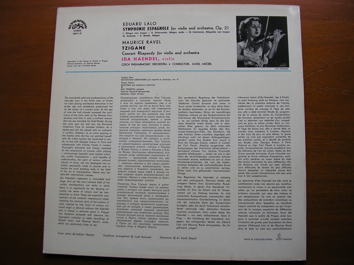 LALO: SYMPHONIE ESPAGNOLE / RAVEL: TZIGANE   HAENDEL / CZECH PHILHARMONIC / ANCERL    SUA ST 50615