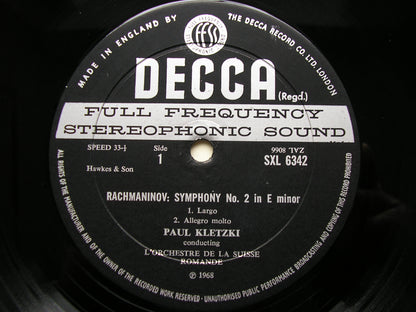 RACHMANINOV: SYMPHONY No. 2    KLETZKI / SUISSE ROMANDE ORCHESTRA    SXL 6342