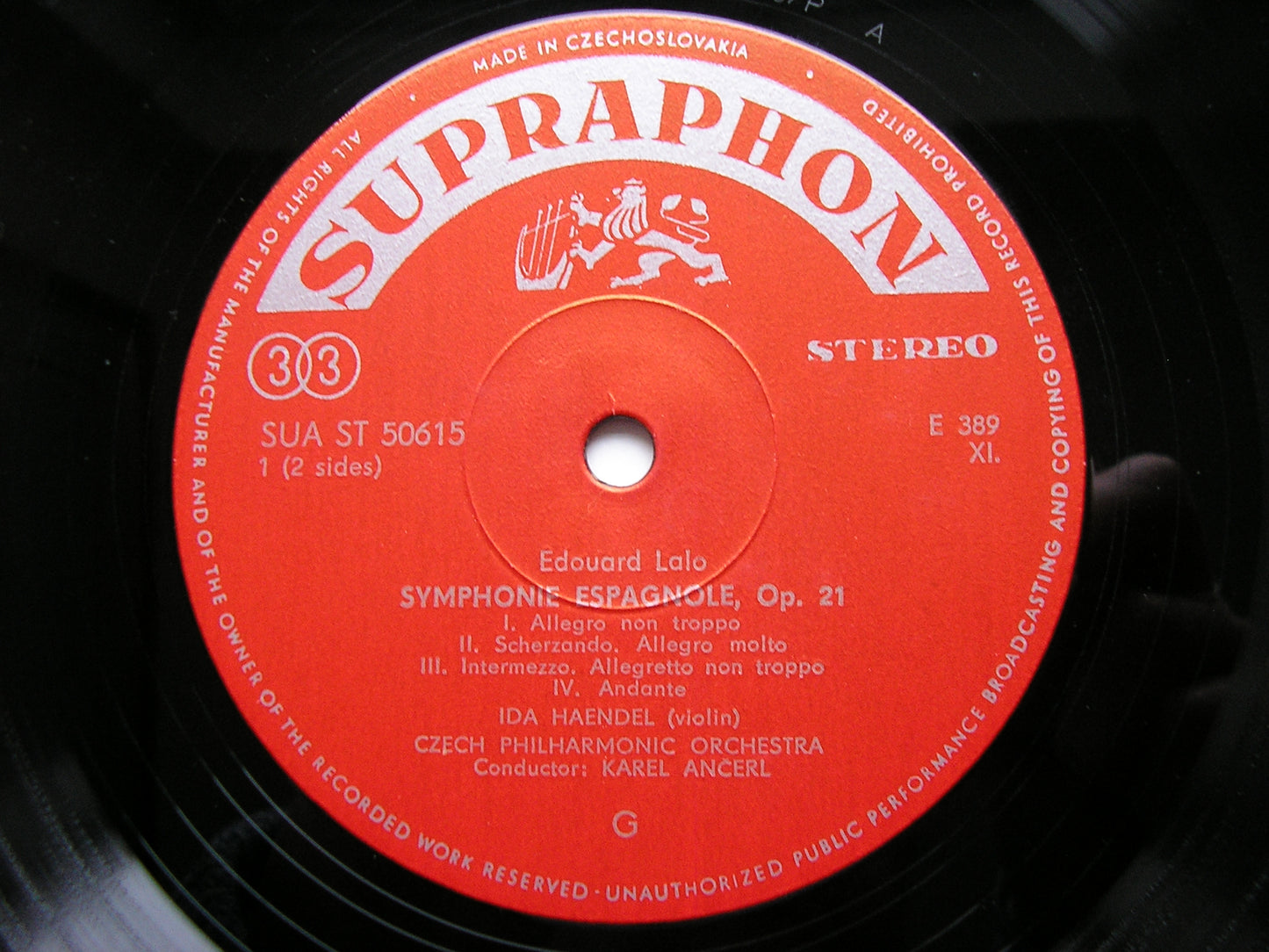 LALO: SYMPHONIE ESPAGNOLE / RAVEL: TZIGANE   HAENDEL / CZECH PHILHARMONIC / ANCERL    SUA ST 50615