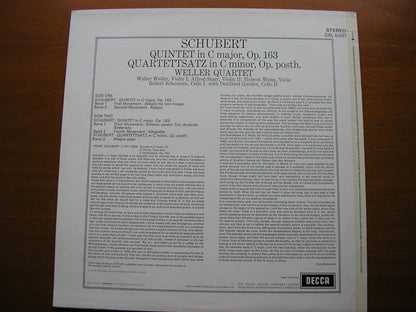 SCHUBERT: STRING QUINTET / QUARTETTSATZ  WELLER QUARTET / GURTLER     SXL 6481