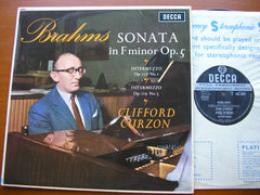 BRAHMS: PIANO SONATA in F Op. 5 / TWO INTERMEZZI     CLIFFORD CURZON    SXL 6041