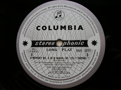 COLUMBIA SAX  -   BEETHOVEN: THE NINE SYMPHONIES / FIVE OVERTURES   KLEMPERER / PHILHARMONIA    9LP