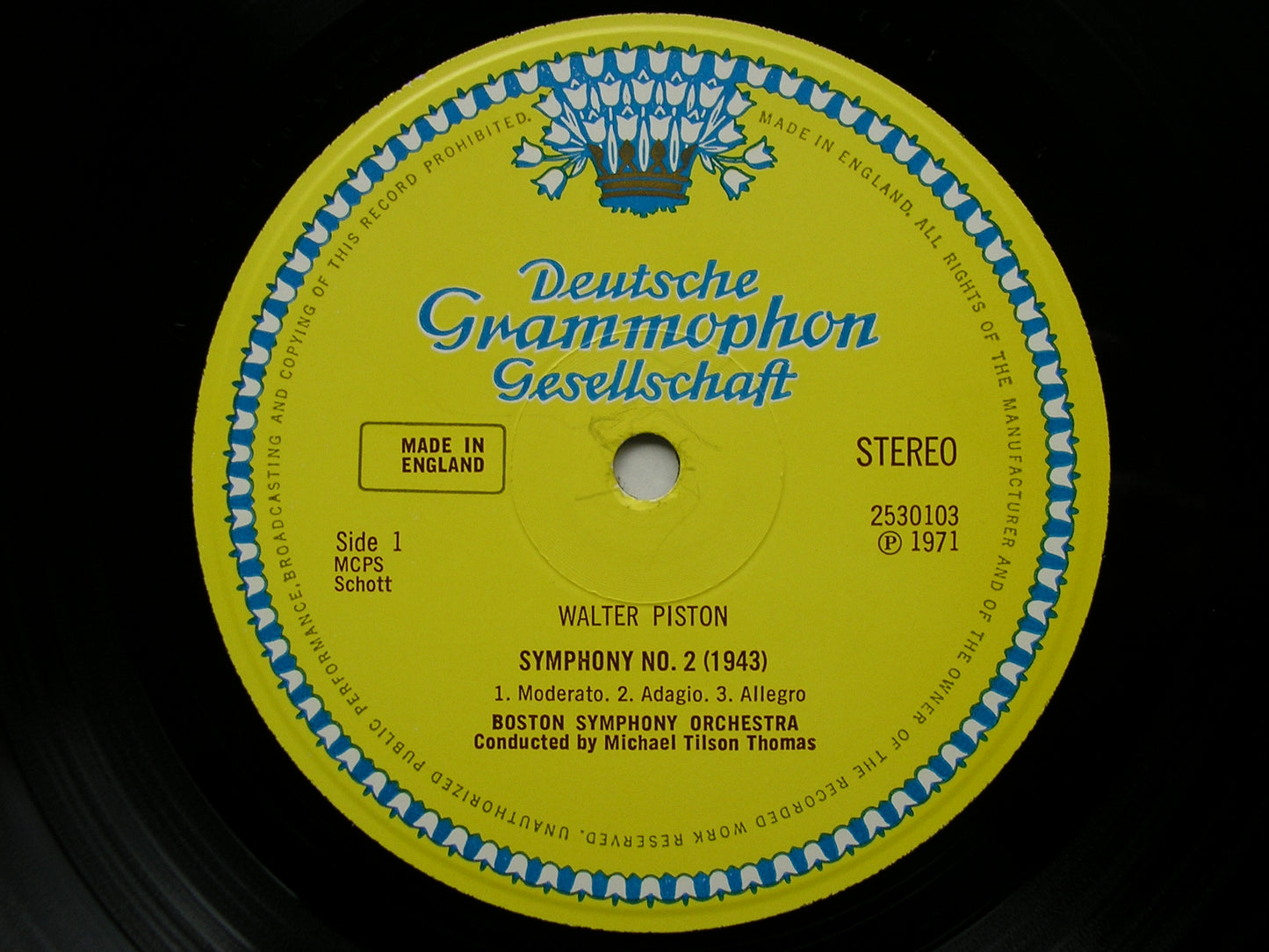 PISTON: SYMPHONY No. 2 / SCHUMAN: VIOLIN CONCERTO  ZUKOFSKY / TILSON THOMAS / BOSTON SYMPHONY  2530 103