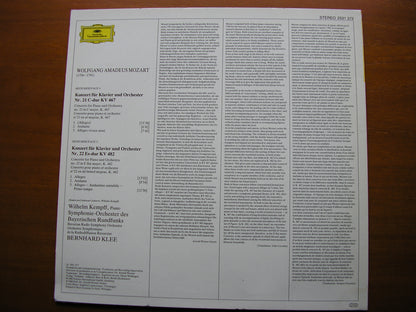 MOZART: PIANO CONCERTOS Nos. 21 & 22    KEMPFF / BAVARIAN RADIO SYMPHONY / KLEE     2531 372