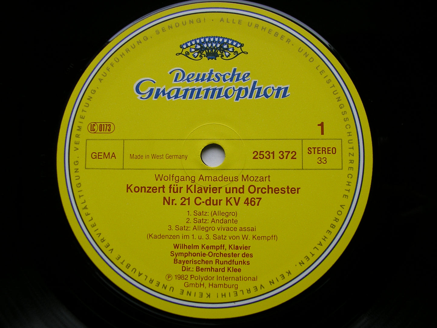 MOZART: PIANO CONCERTOS Nos. 21 & 22    KEMPFF / BAVARIAN RADIO SYMPHONY / KLEE     2531 372
