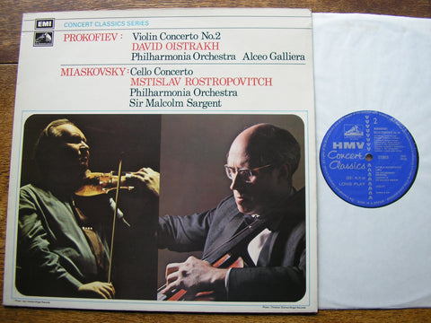 MIASKOVSKY: CELLO CONCERTO / PROKOFIEV: VIOLIN CONCERTO No. 2    ROSTROPOVICH / OISTRAKH / PHILHARMONIA / SARGENT / GALLIERA    SXLP 30155