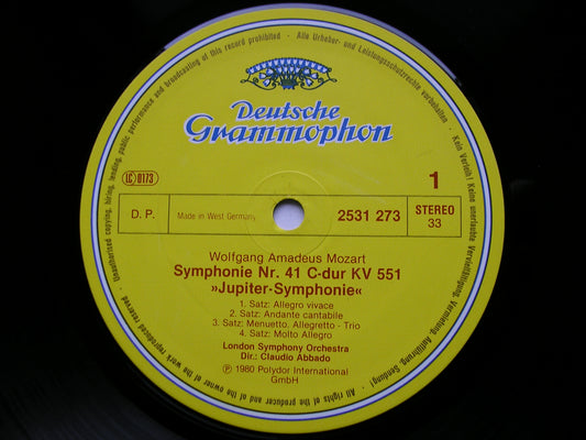 MOZART: SYMPHONIES Nos. 40 & 41 'Jupiter'    ABBADO / LONDON SYMPHONY   2531 273