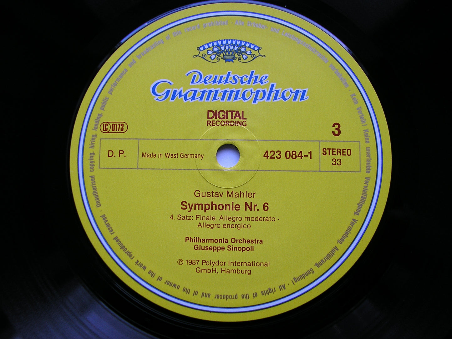 MAHLER: SYMPHONY No. 6 / SYMPHONY No. 10 Adagio    SINOPOLI / PHILHARMONIA   2 LP BOX   423 082