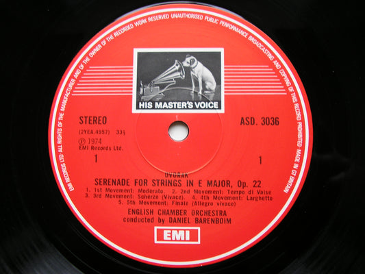 DVORAK & TCHAIKOVSKY: SERENADES FOR STRINGS    BARENBOIM / ENGLISH CHAMBER ORCHESTRA    ASD 3036