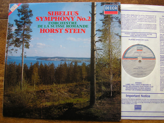 SIBELIUS: SYMPHONY No. 2    HORST STEIN / SUISSE ROMANDE    SXL 7565