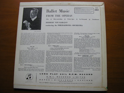 BALLET MUSIC from the OPERAS: VERDI / WAGNER / BORODIN / MUSSORGSKY / PONCHIELLI       PHILHARMONIA / KARAJAN    SAX 2421
