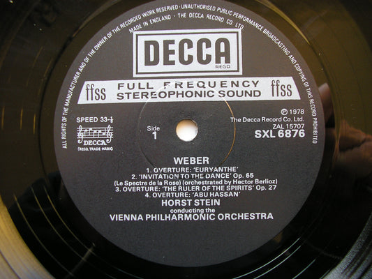 WEBER: SYMPHONY No. 1 / THREE OVERTURES / INVITATION TO THE DANCE   STEIN / VPO   SXL 6876