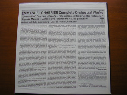 CHABRIER: COMPLETE ORCHESTRAL WORKS    DE FROMENT / RADIO LUXEMBOURG ORCHESTRA     QTVS 34671