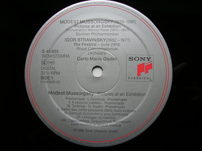 MUSSORGSKY: PICTURES AT AN EXHIBITION / STRAVINSKY: FIREBIRD Suite    GIULINI / BERLIN PHILHARMONIC / CONCERTGEBOUW ORCHESTRA    S 45935