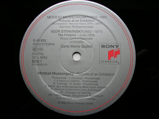 MUSSORGSKY: PICTURES AT AN EXHIBITION / STRAVINSKY: FIREBIRD Suite    GIULINI / BERLIN PHILHARMONIC / CONCERTGEBOUW ORCHESTRA    S 45935
