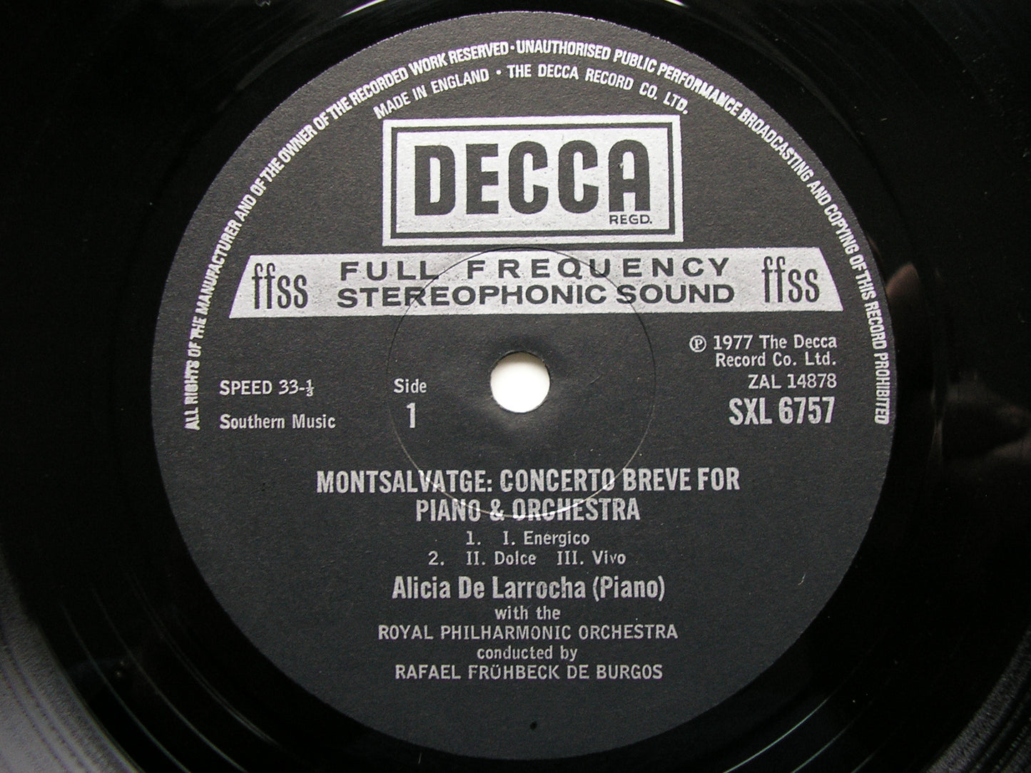 CONCERTOS FROM SPAIN BY MONTSALVAGE & SURINACH   LARROCHA / BURGOS / ROYAL PHILHARMONIC   SXL 6757