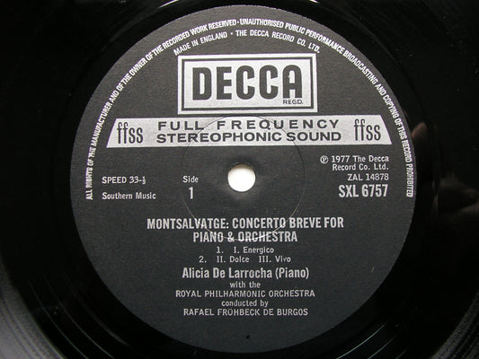 CONCERTOS FROM SPAIN BY MONTSALVAGE & SURINACH   LARROCHA / BURGOS / ROYAL PHILHARMONIC   SXL 6757