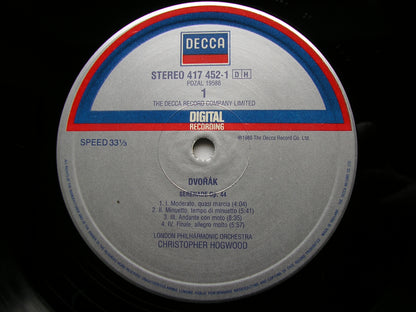 DVORAK: SERENADES Op. 22 for Strings / Op. 44 for Wind    HOGWOOD / LONDON PHILHARMONIC    417 452