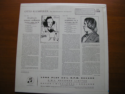 MENDELSSOHN: SYPHONY No. 4 / SCHUMANN: SYMPHONY No. 4     KLEMPERER / PHILHARMONIA ORCHESTRA    SAX 2398