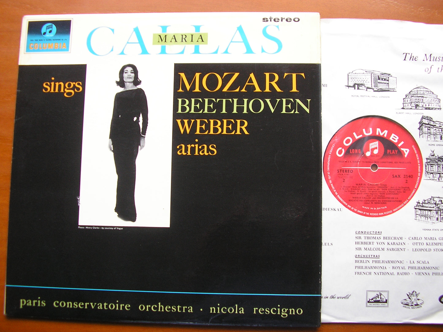 SAX 2540  CALLAS SINGS MOZART / WEBER / BEETHOVEN      CALLAS / PARIS CONSERVATOIRE / RESCIGNO