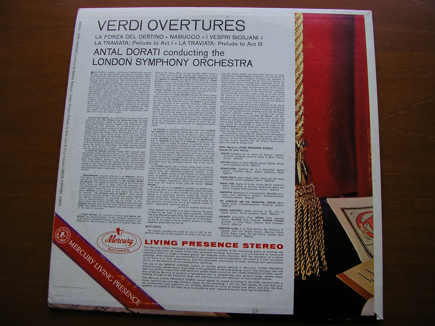 VERDI: OVERTURES / PRELUDES      DORATI / LONDON SYMPHONY ORCHESTRA   SR 90156