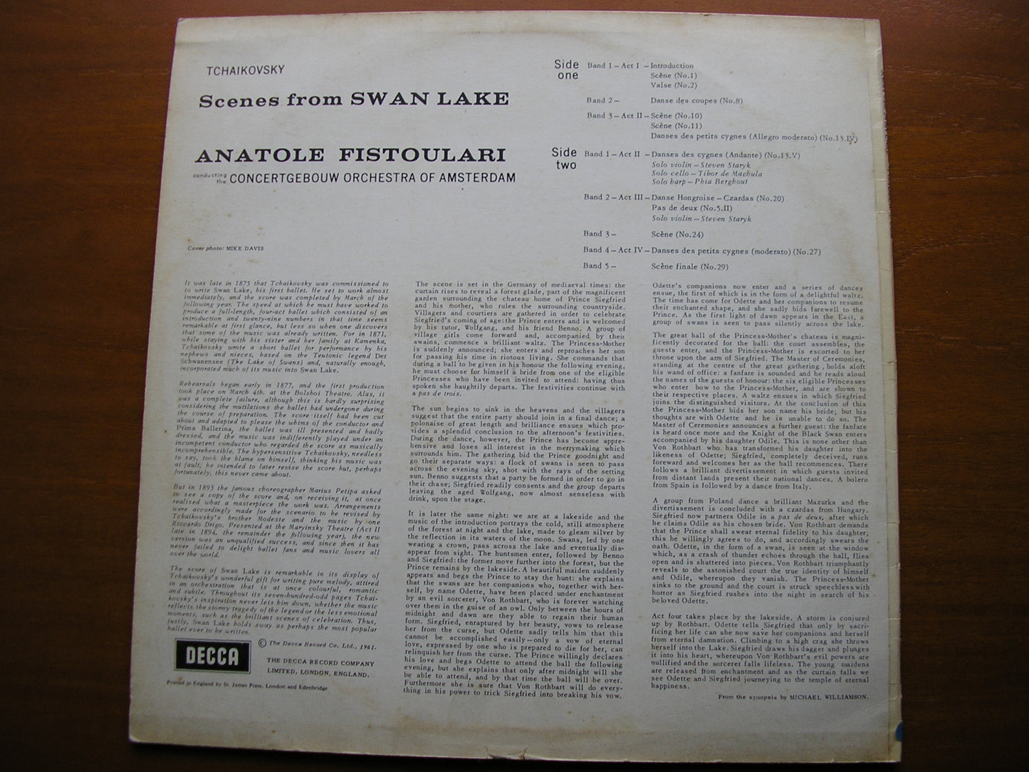 TCHAIKOVSKY: SWAN LAKE Scenes    FISTOULARI / CONCERTGEBOUW AMSTERDAM   SXL 2285