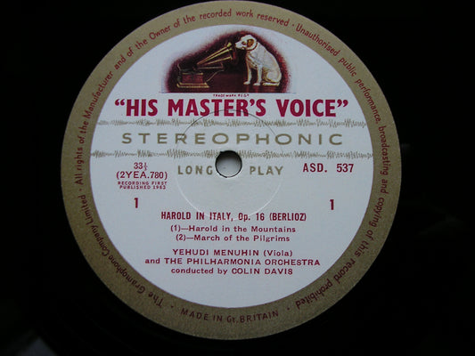 BERLIOZ: HAROLD IN ITALY   MENUHIN / PHILHARMONIA / DAVIS     ASD 537