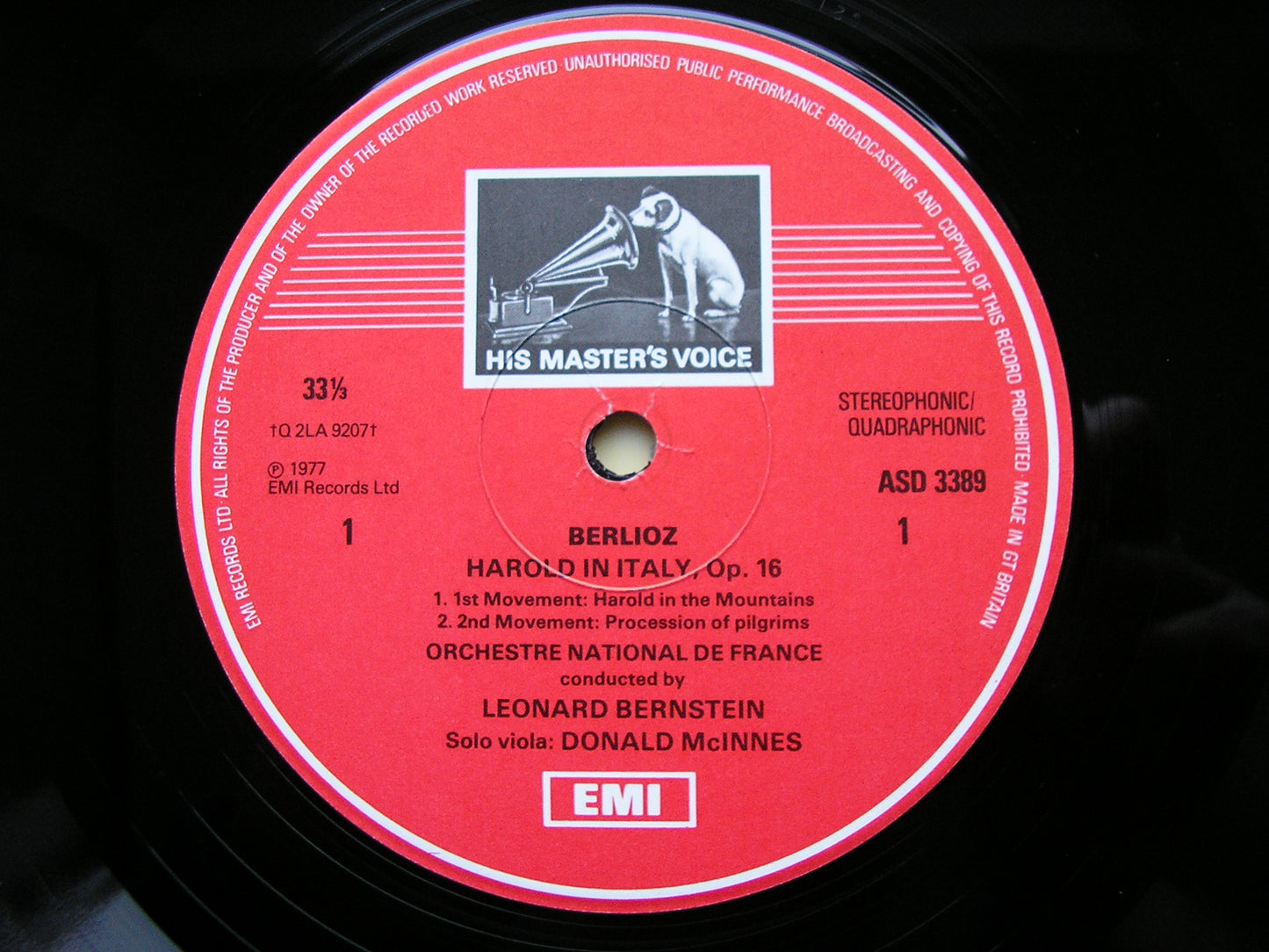BERLIOZ: HAROLD IN ITALY   McINNES / FRENCH NATIONAL ORCHESTRA / LEONARD BERNSTEIN   ASD 3389