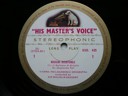 ROSSINI: OVERTURES    SIR MALCOLM SARGENT / VIENNA PHILHARMONIC   ASD 435