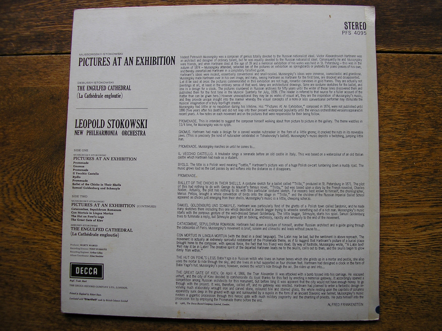 MUSSORGSKY: PICTURES AT AN EXHIBITION   STOKOWSKI /NEW PHILHARMONIA    PFS 4095
