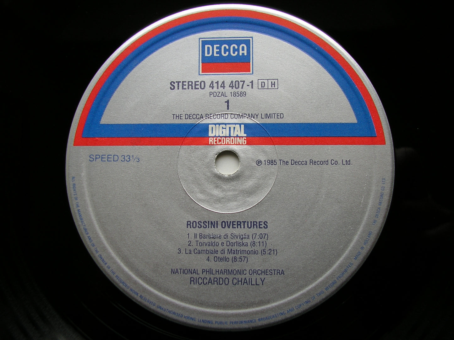 ROSSINI: SEVEN OVERTURES Volume 2     RICCARDO CHAILLY / NATIONAL PHILHARMONIC ORCHESTRA    414 407