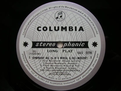 MOZART: SYMPHONIES Nos. 25 & 40      KLEMPERER / PHILHARMONIA      SAX 2278