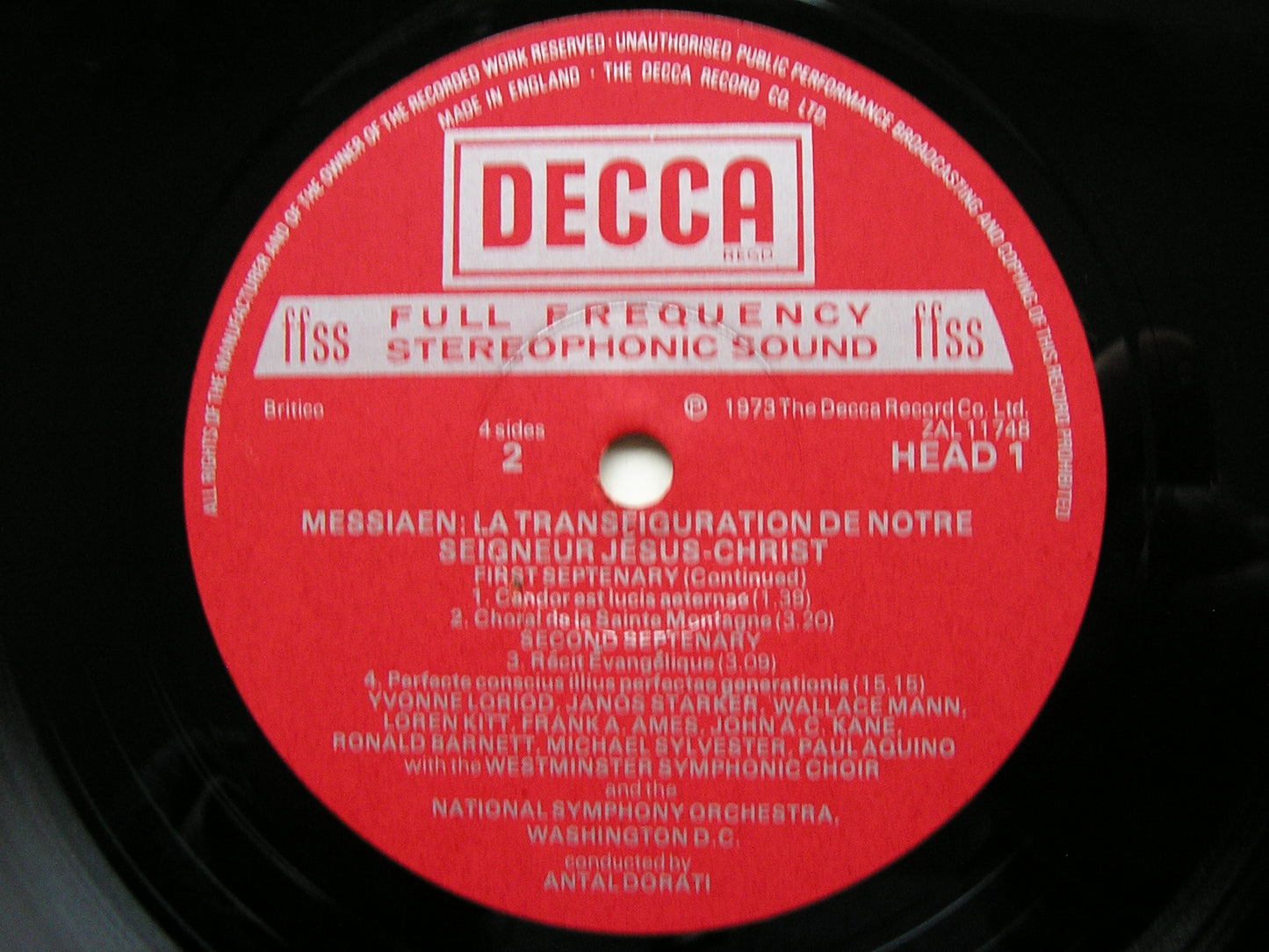 MESSIAEN: LA TRANSFIGURATION DE NOTRE SEIGNEUR     NATIONAL SYMPHONY WASHINGTON DC / DORATI      HEAD 1 / 2