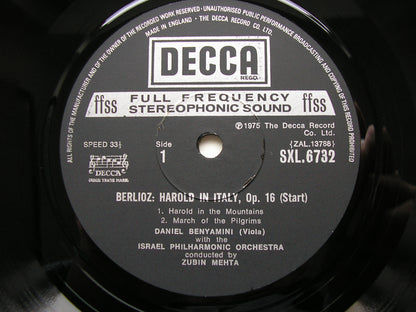 BERLIOZ: HAROLD IN ITALY   BENYAMINI / ISRAEL PHILHARMONIC / MEHTA   SXL 6732