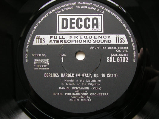 BERLIOZ: HAROLD IN ITALY   BENYAMINI / ISRAEL PHILHARMONIC / MEHTA   SXL 6732
