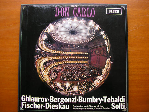 VERDI: DON CARLO - BERGONZI / TEBALDI / GHIAUROV / BUMBRY / FISCHER-DIESKAU / OROHCG / SOLTI     SET 305 - 8