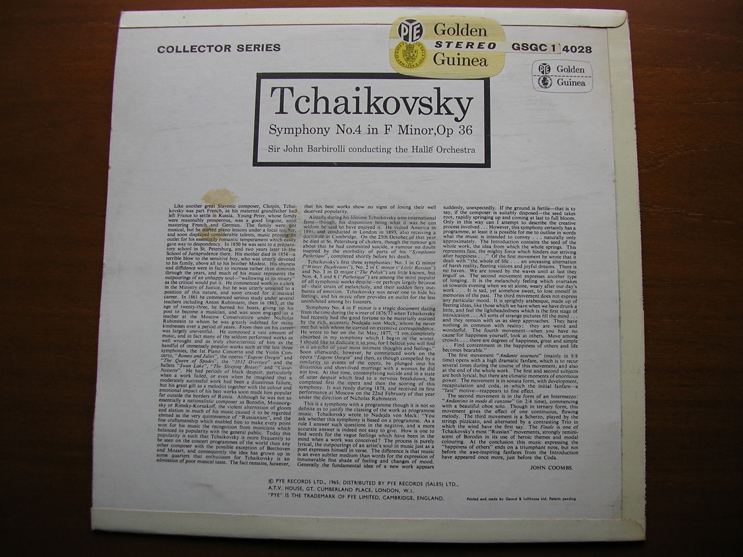 TCHAIKOVSKY: SYMPHONY No. 4    BARBIROLLI / HALLE ORCHESTRA    GSGC 14028
