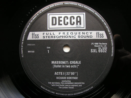 MASSENET: CIGALE / VALSE LENTE        BONYNGE / NATIONAL PHILHARMONIC    SXL 6932