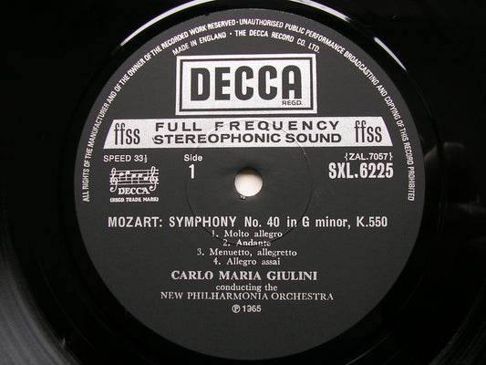 MOZART: SYMPHONIES Nos. 40 & 41   GIULINI / NEW PHILHARMONIA / SXL 6225