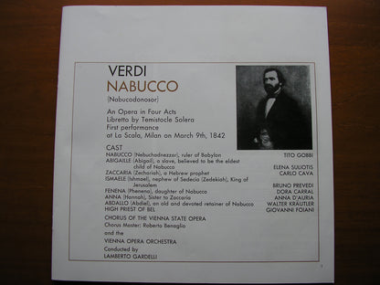 VERDI: NABUCCO -  GOBBI / SULIOTIS / CAVA / PREVIDI / VIENNA OPERA / LAMBERTO GARDELLI    SET 298 - 300