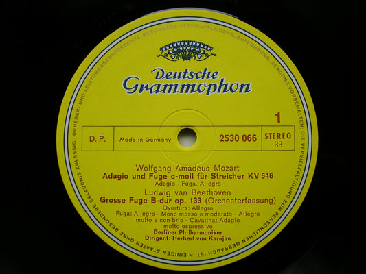 BEETHOVEN: GROSSE FUGUE / STRAUSS: METAMORPHOSEN / MOZART: ADAGIO & FUGUE K546    KARAJAN / BERLIN PHILHARMONIC  2530 066