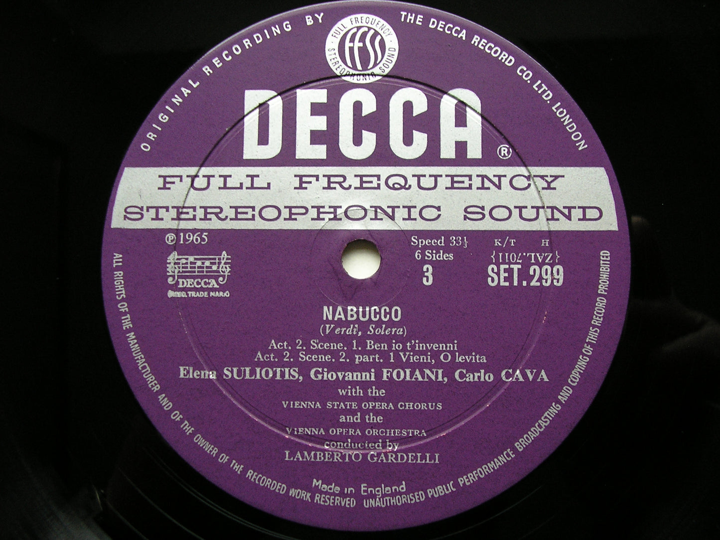 VERDI: NABUCCO -  GOBBI / SULIOTIS / CAVA / PREVIDI / VIENNA OPERA / LAMBERTO GARDELLI    SET 298 - 300