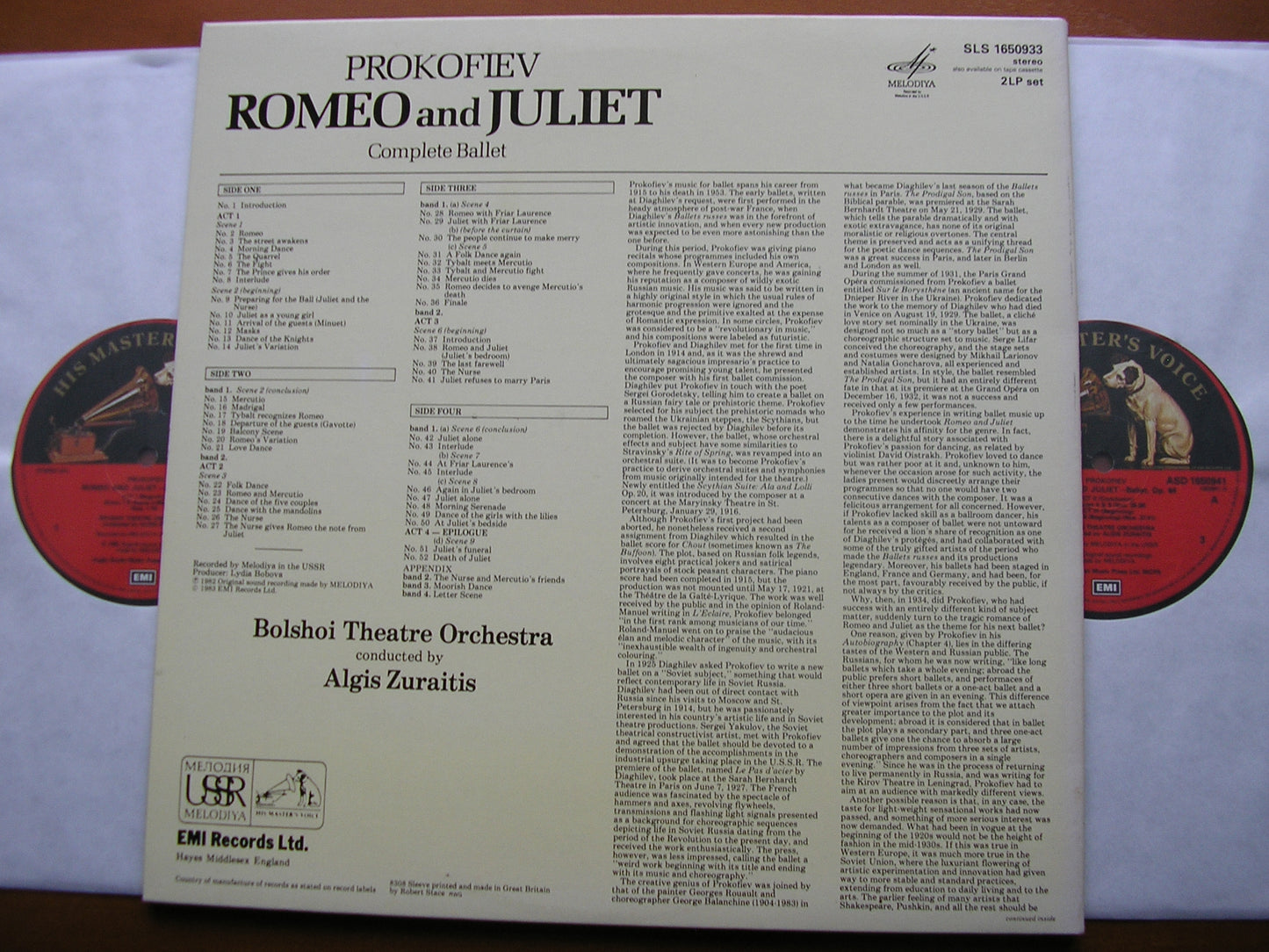 PROKOFIEV: ROMEO & JULIET complete ballet     ZURAITIS / BOLSHOI THEATRE ORCHESTRA    SLS 1650933