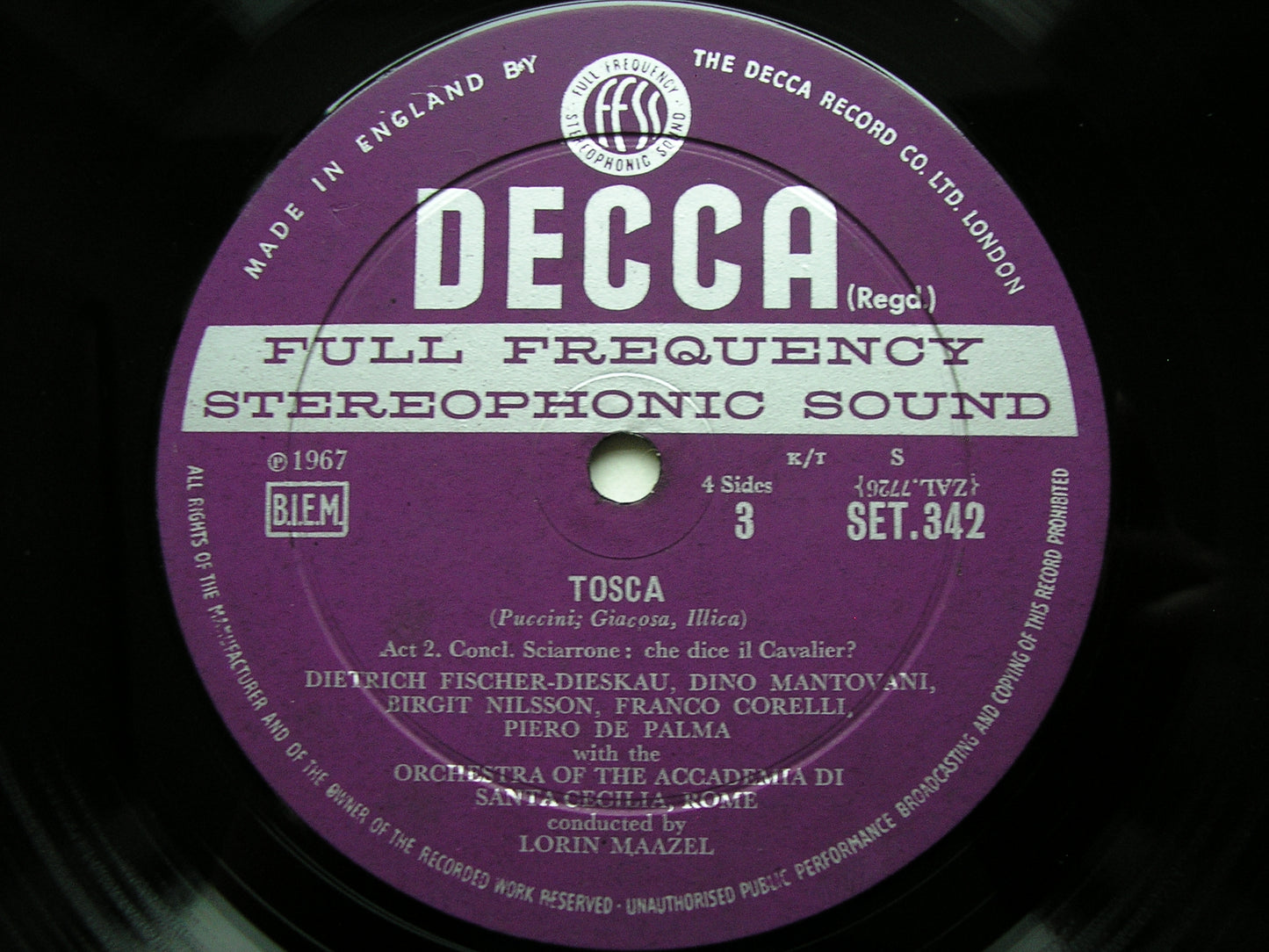 PUCCINI: TOSCA - NILSSON / CORELLI / FISCHER-DIESKAU / SANTA CECILIA ROME / MAAZEL    SET 341 - 2