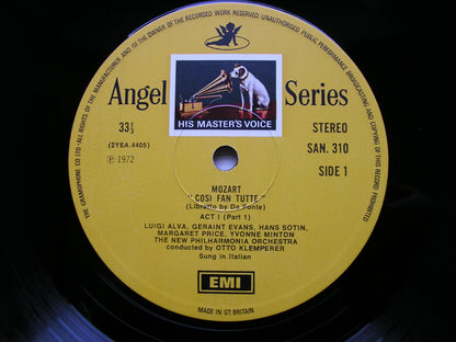 MOZART: COSI FAN TUTTE - PRICE / MINTON / POPP / ALVA / EVANS / SOTIN / NEW PHILHARMONIA / OTTO KLEMPERER    SLS 961